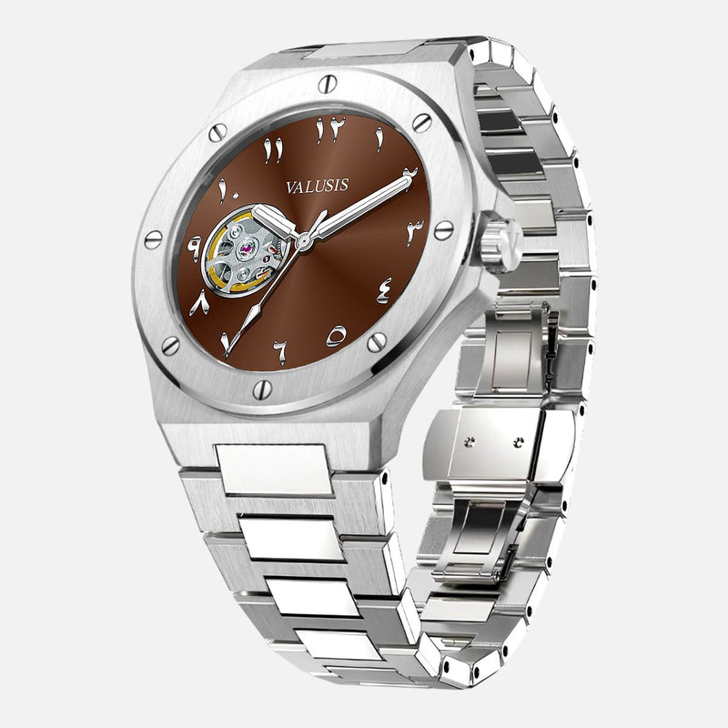 VALUSIS Lysium Brown Open-Heart – Automatic Watch Side View