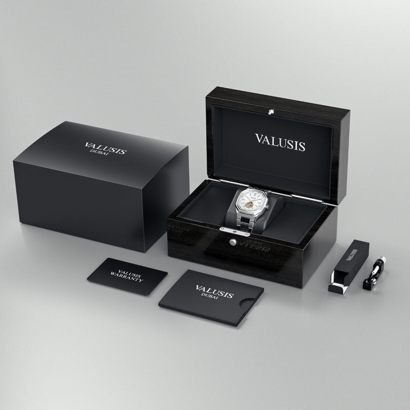 VALUSIS Volt White Open-Heart – Luxury Watch Packaging Box Dubai