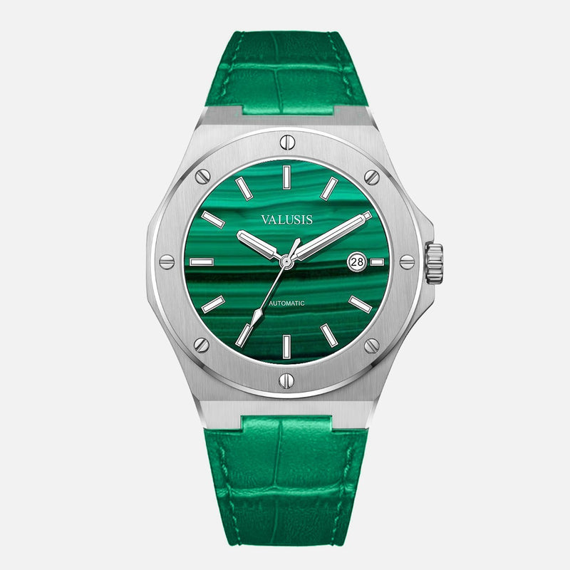 VALUSIS Lysium Malachite Automatic – Automatic Watch with Leather Strap