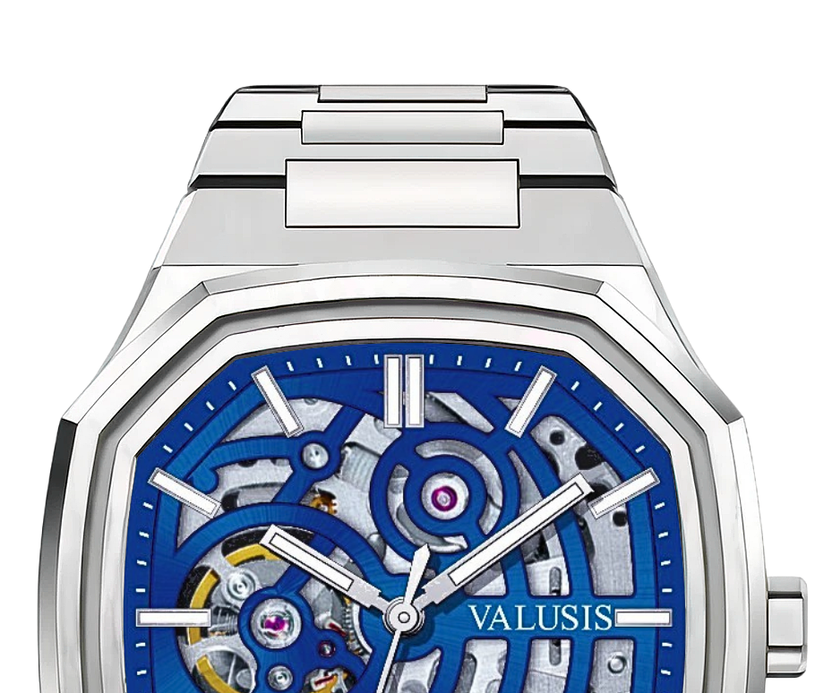 VALUSIS watch close-up with green malachite dial