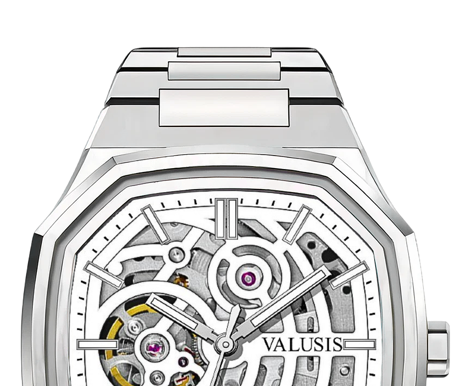 VALUSIS watch close-up with green malachite dial