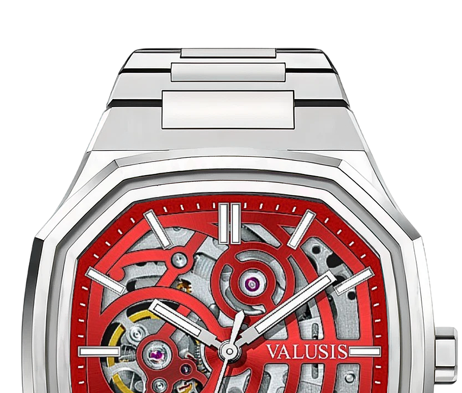 VALUSIS watch close-up with green malachite dial