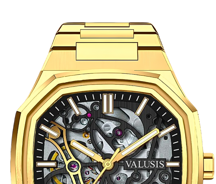 VALUSIS watch close-up with green malachite dial