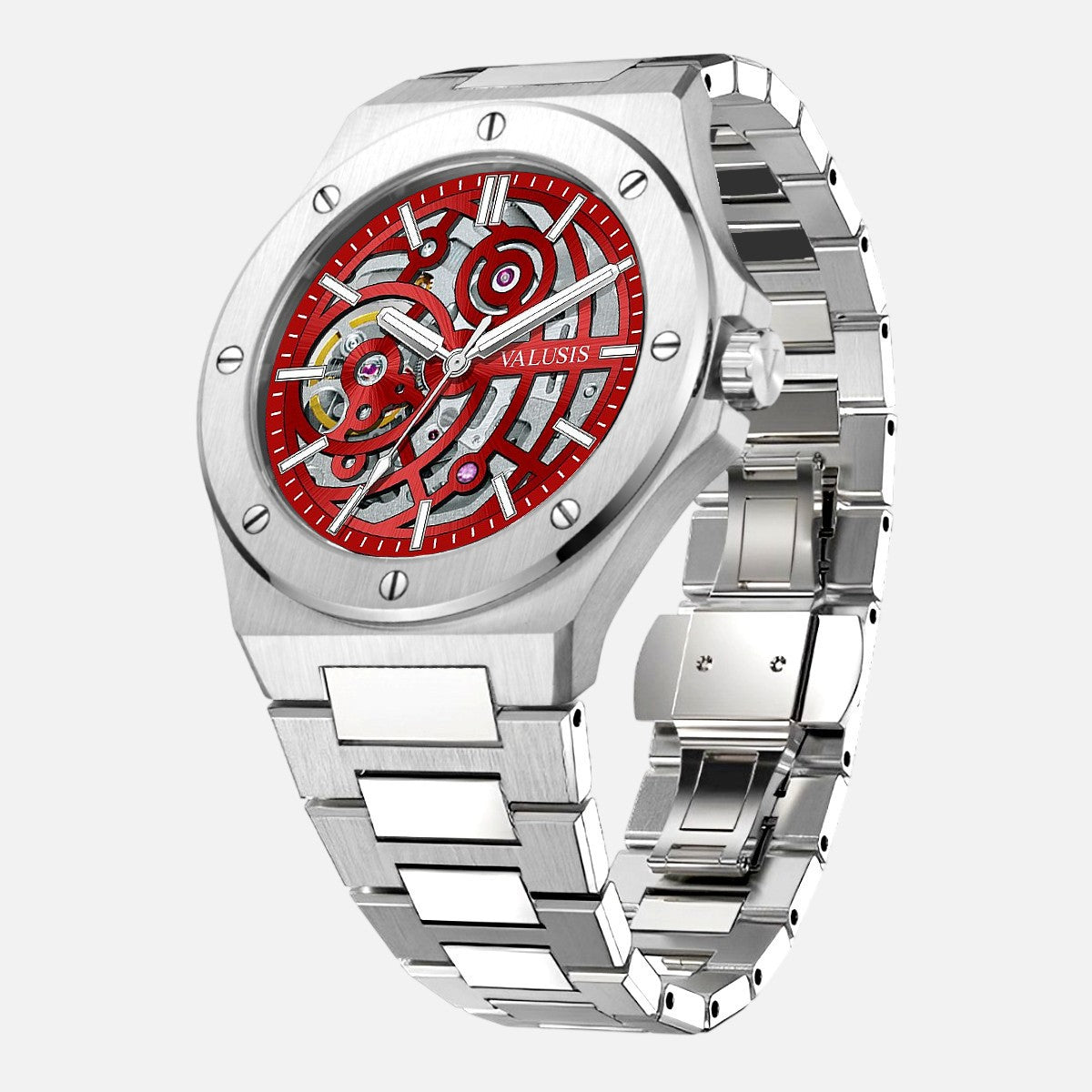 VALUSIS Lysium Red Skeleton – Automatic Watch Side View