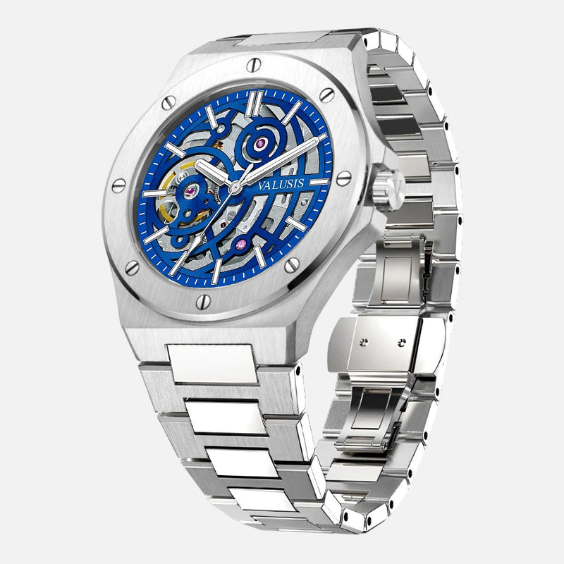 VALUSIS Lysium Blue Skeleton – Automatic Watch Side View