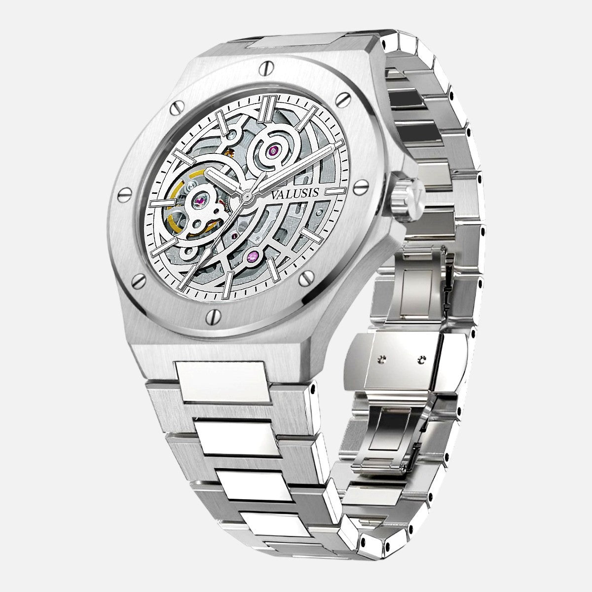 VALUSIS Lysium White Skeleton – Automatic Watch Side View