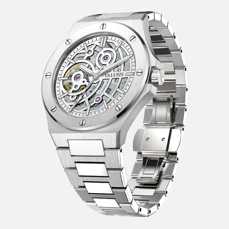 VALUSIS Lysium White Skeleton – Automatic Watch Side View