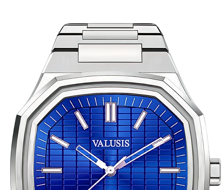 VALUSIS watch close-up with green malachite dial