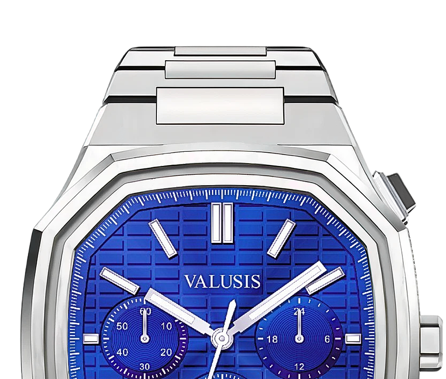 VALUSIS watch close-up with green malachite dial