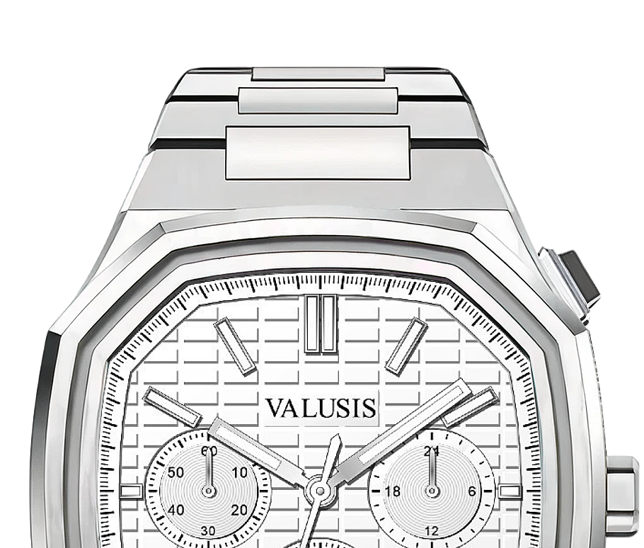 VALUSIS watch close-up with green malachite dial