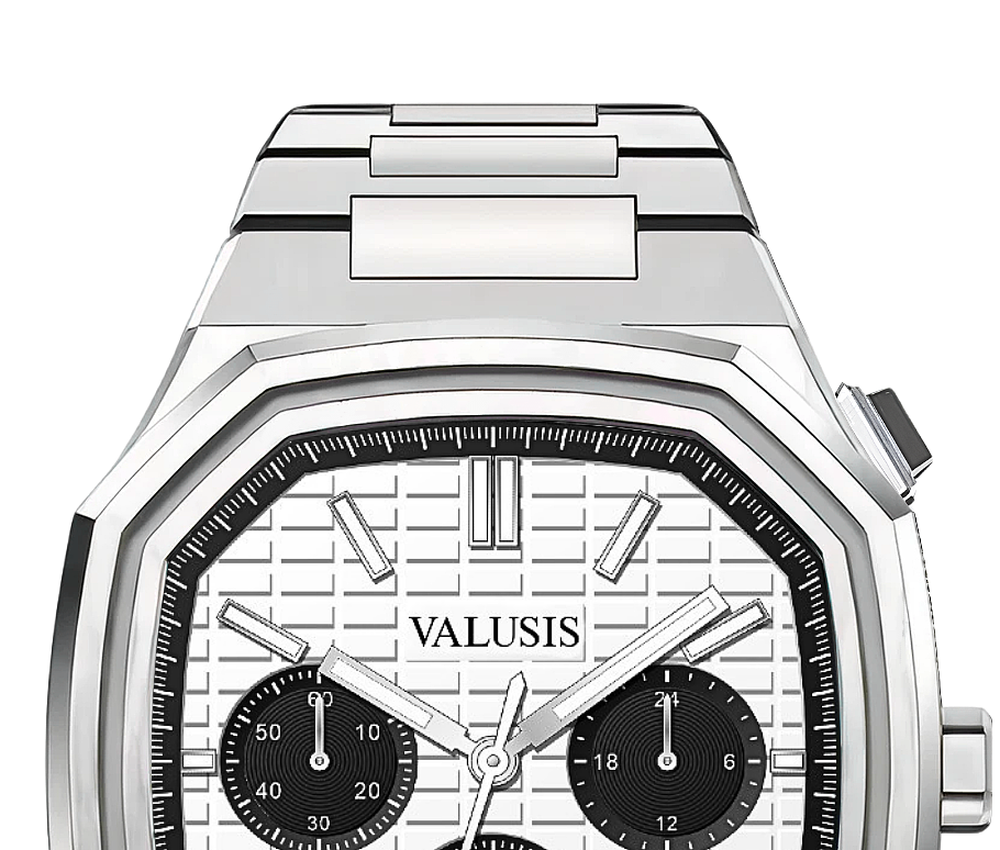 VALUSIS watch close-up with green malachite dial