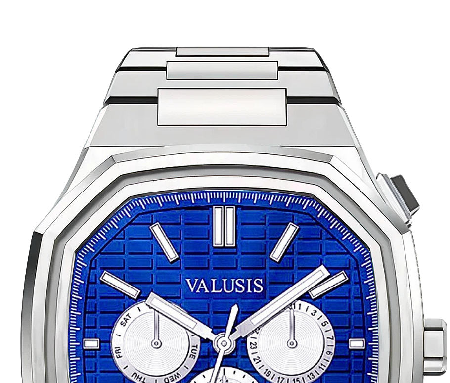 VALUSIS watch close-up with green malachite dial