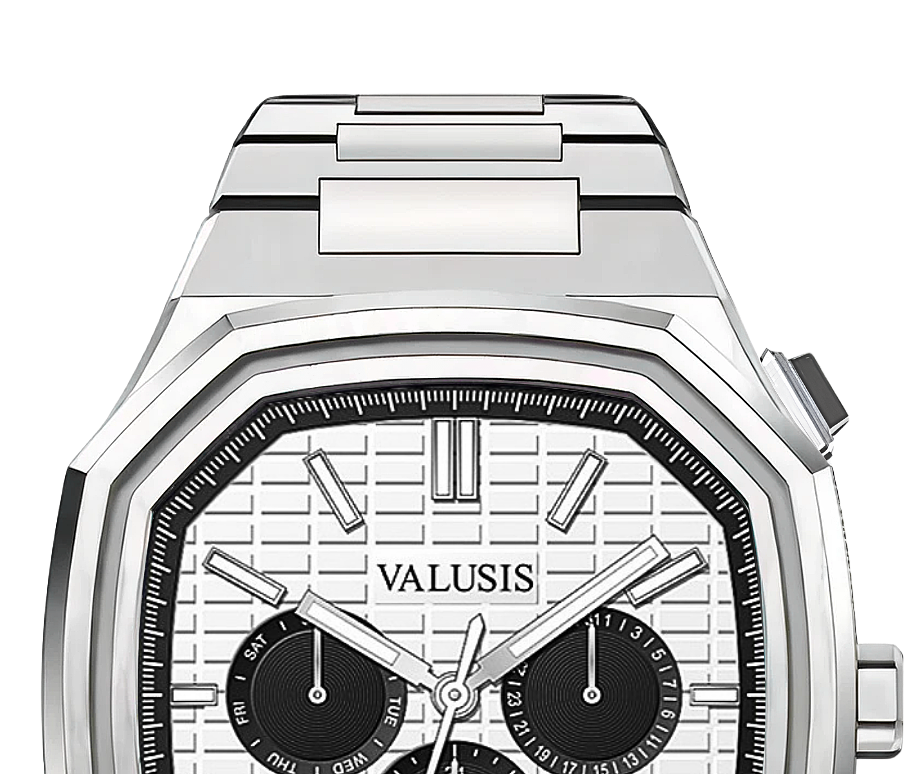 VALUSIS watch close-up with green malachite dial