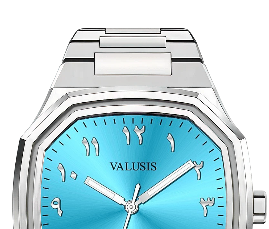 VALUSIS watch close-up with green malachite dial