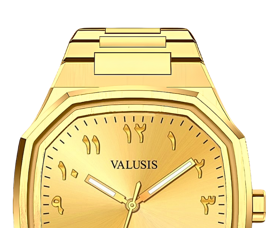 VALUSIS watch close-up with green malachite dial