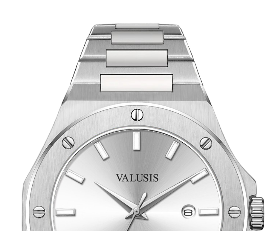 VALUSIS watch close-up with green malachite dial