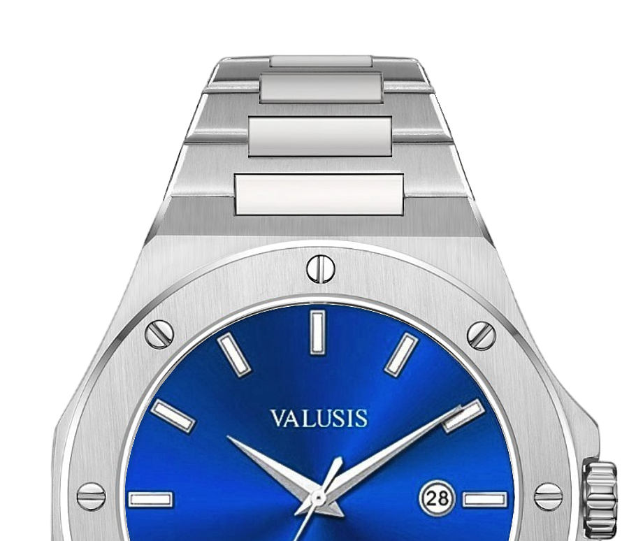 VALUSIS watch close-up with green malachite dial