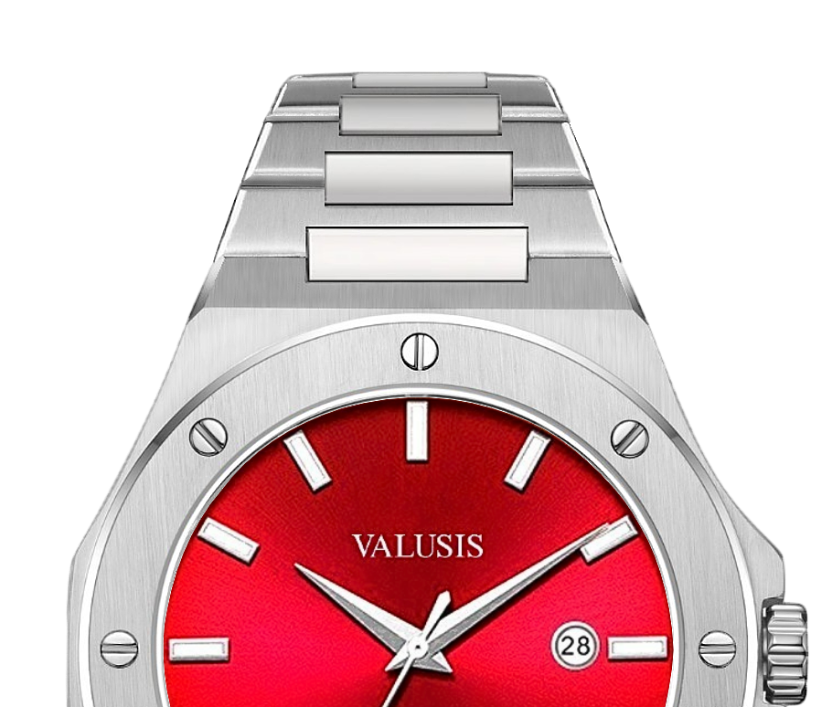 VALUSIS watch close-up with green malachite dial