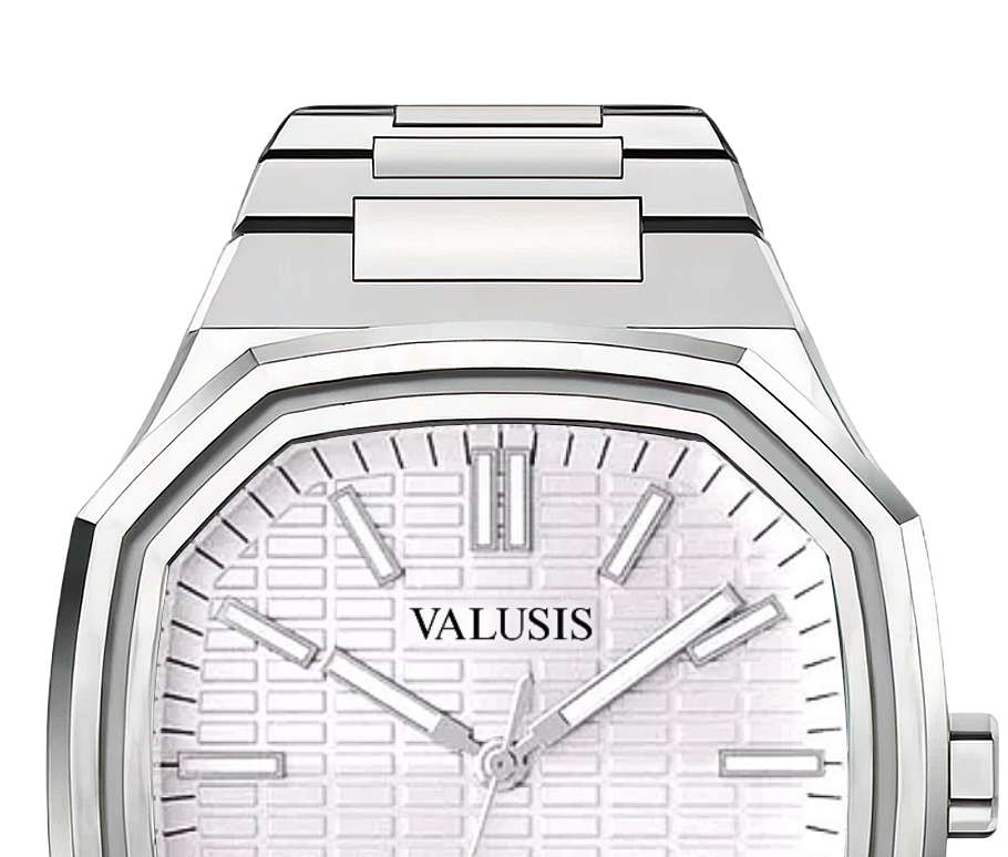 VALUSIS watch close-up with green malachite dial