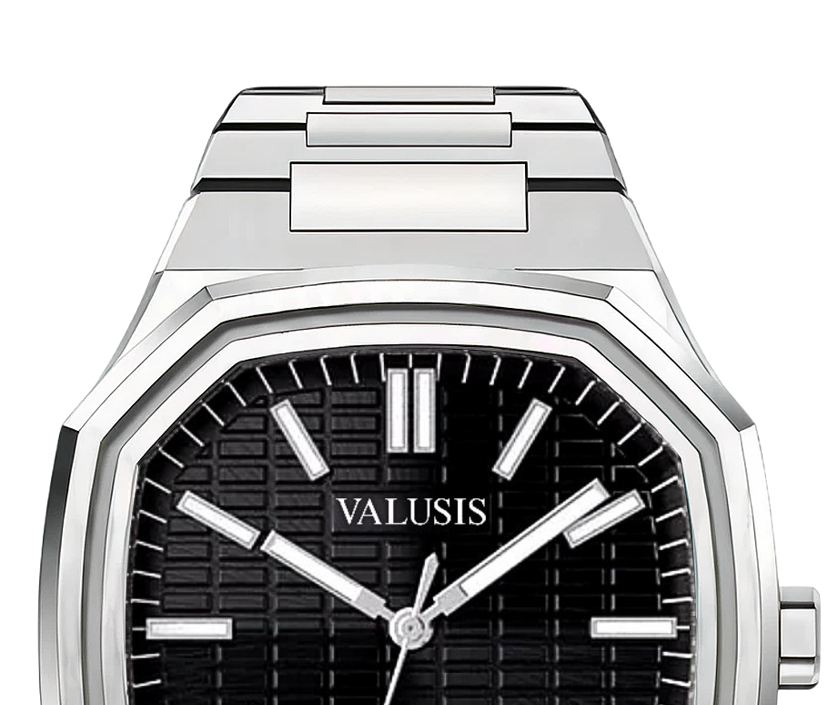 VALUSIS watch close-up with green malachite dial