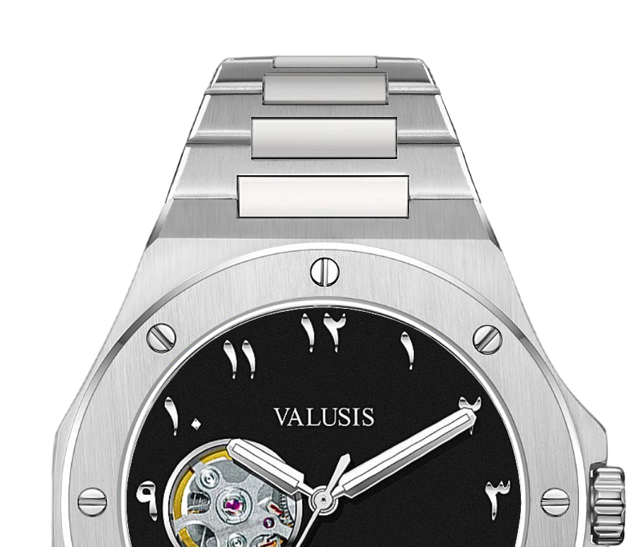 VALUSIS watch close-up with green malachite dial