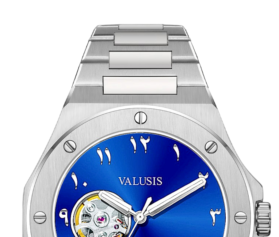 VALUSIS watch close-up with green malachite dial