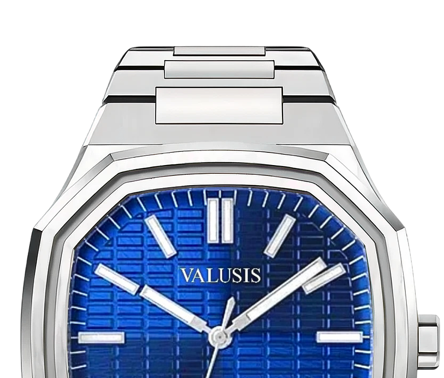 VALUSIS watch close-up with green malachite dial