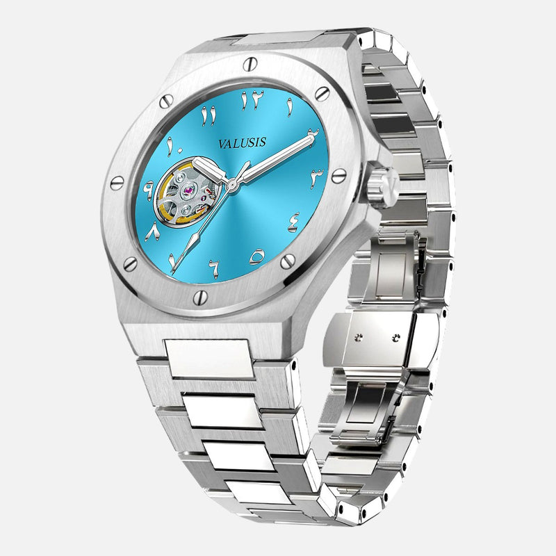 VALUSIS Lysium Turquoise Open-Heart – Automatic Watch Side View