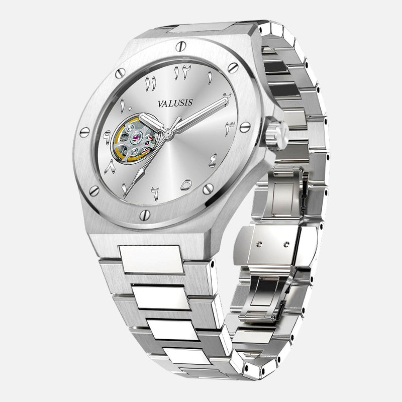 VALUSIS Lysium Silver Open-Heart – Automatic Watch Side View