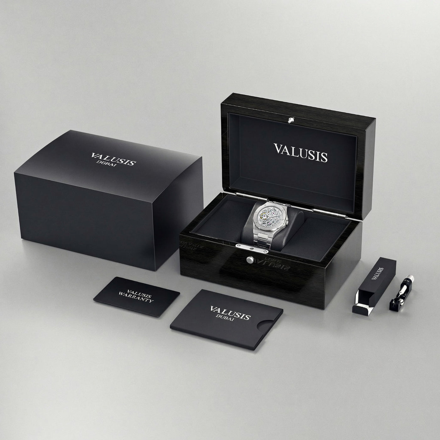 VALUSIS Lysium White Skeleton – Luxury Watch Packaging Box Dubai