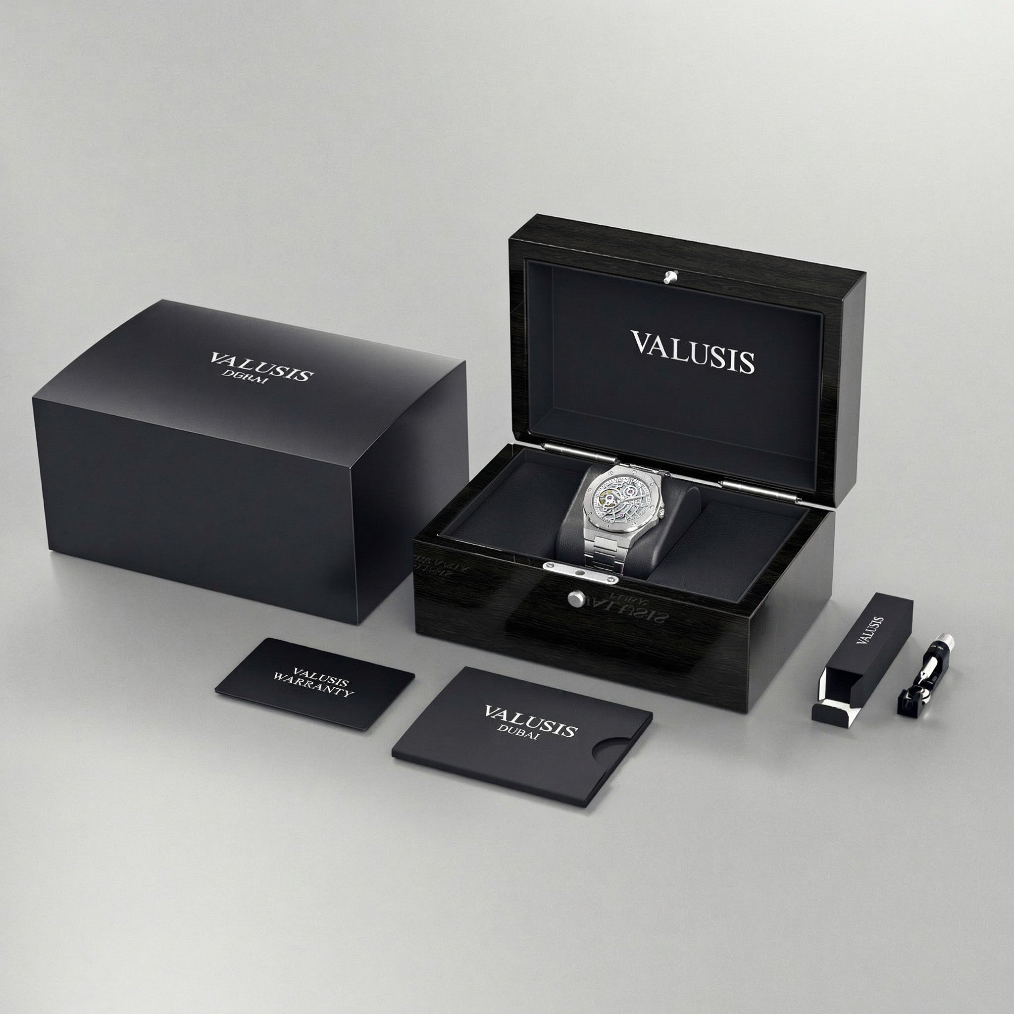 VALUSIS Lysium White Skeleton – Luxury Watch Packaging Box Dubai