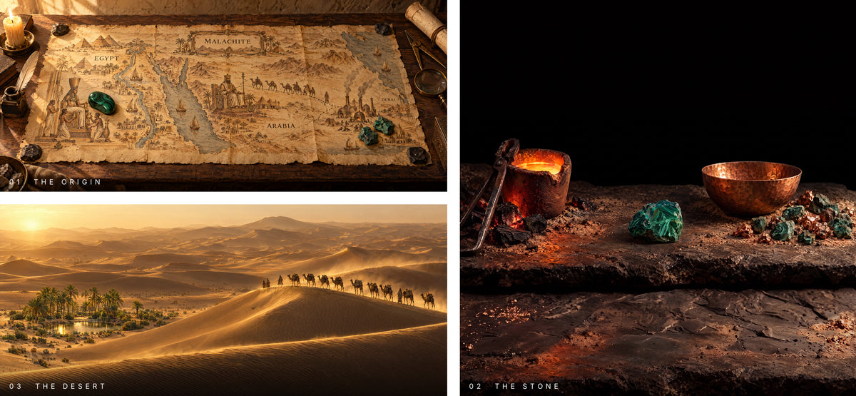 VALUSIS Malachite story: the origin, the stone, the desert