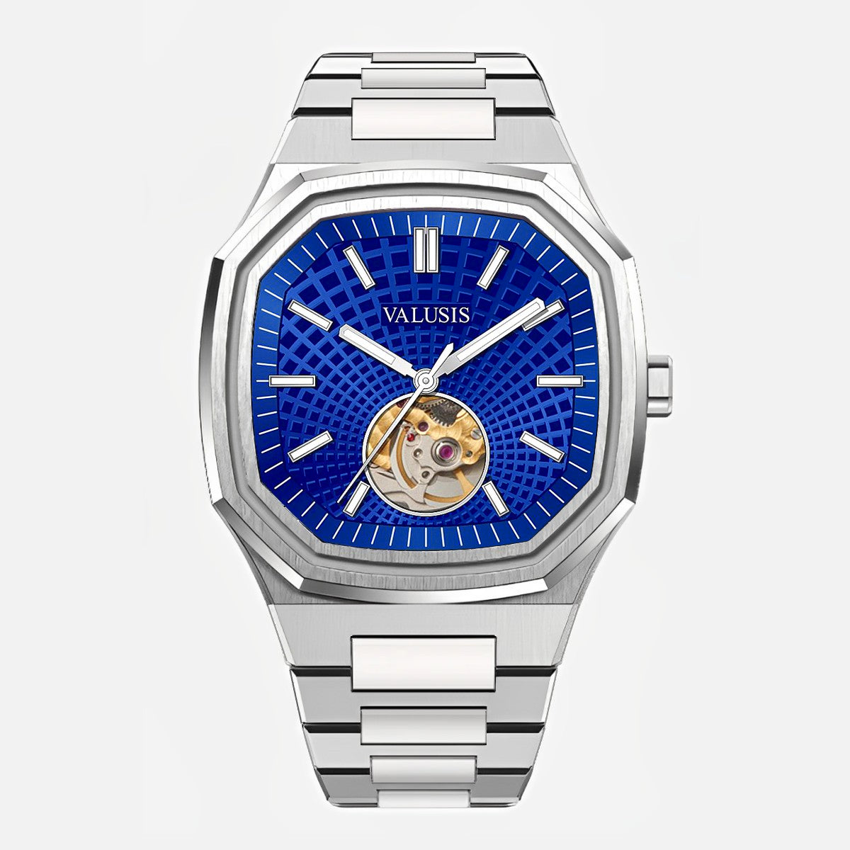 VALUSIS Volt Blue Open-Heart – Automatic Watch Front View