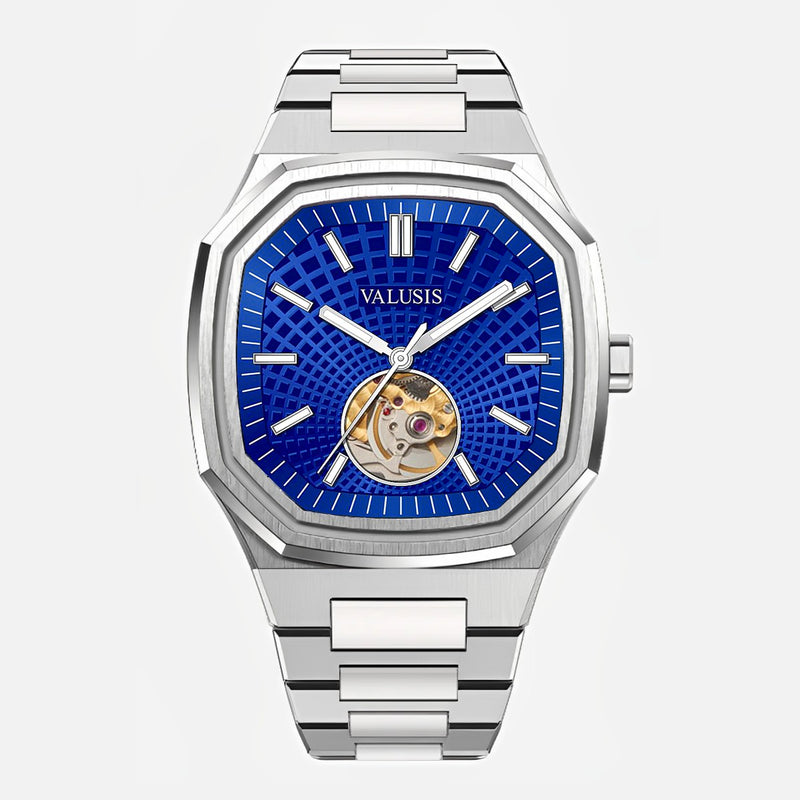 VALUSIS Volt Blue Open-Heart – Automatic Watch Front View
