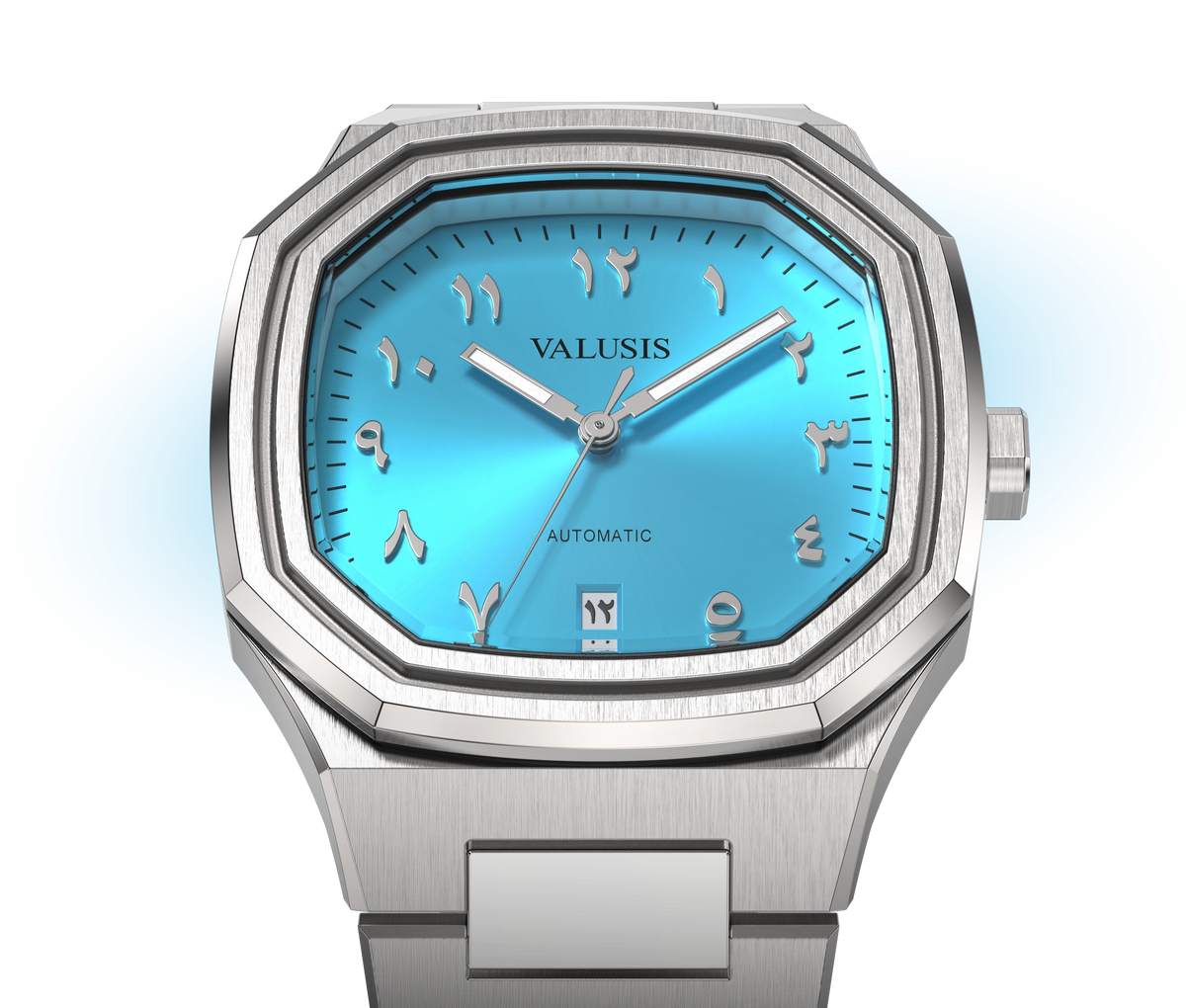 VALUSIS watch close-up with green malachite dial
