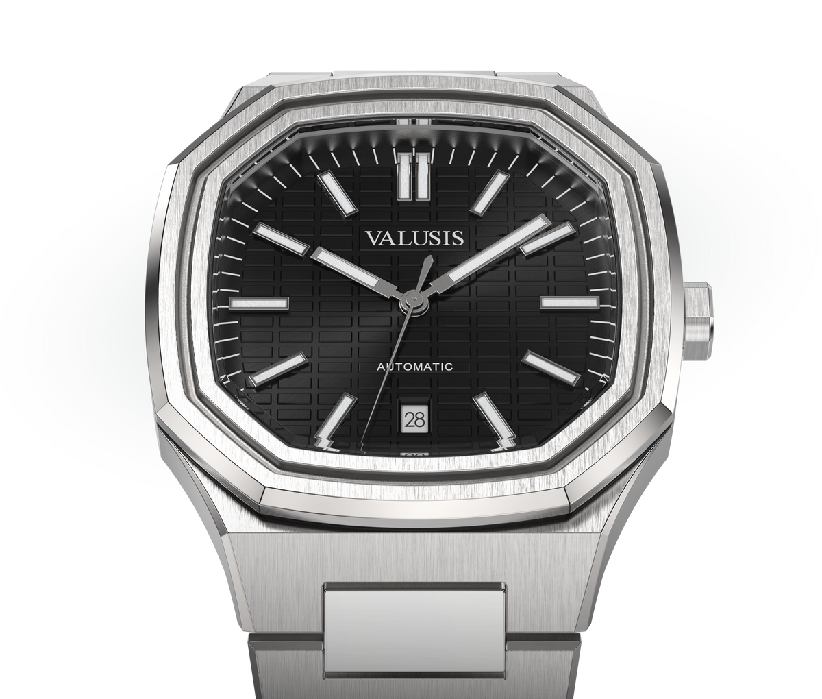VALUSIS watch close-up with green malachite dial