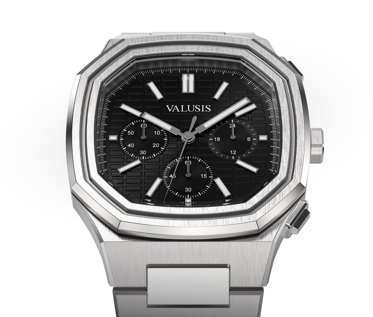VALUSIS watch close-up with green malachite dial