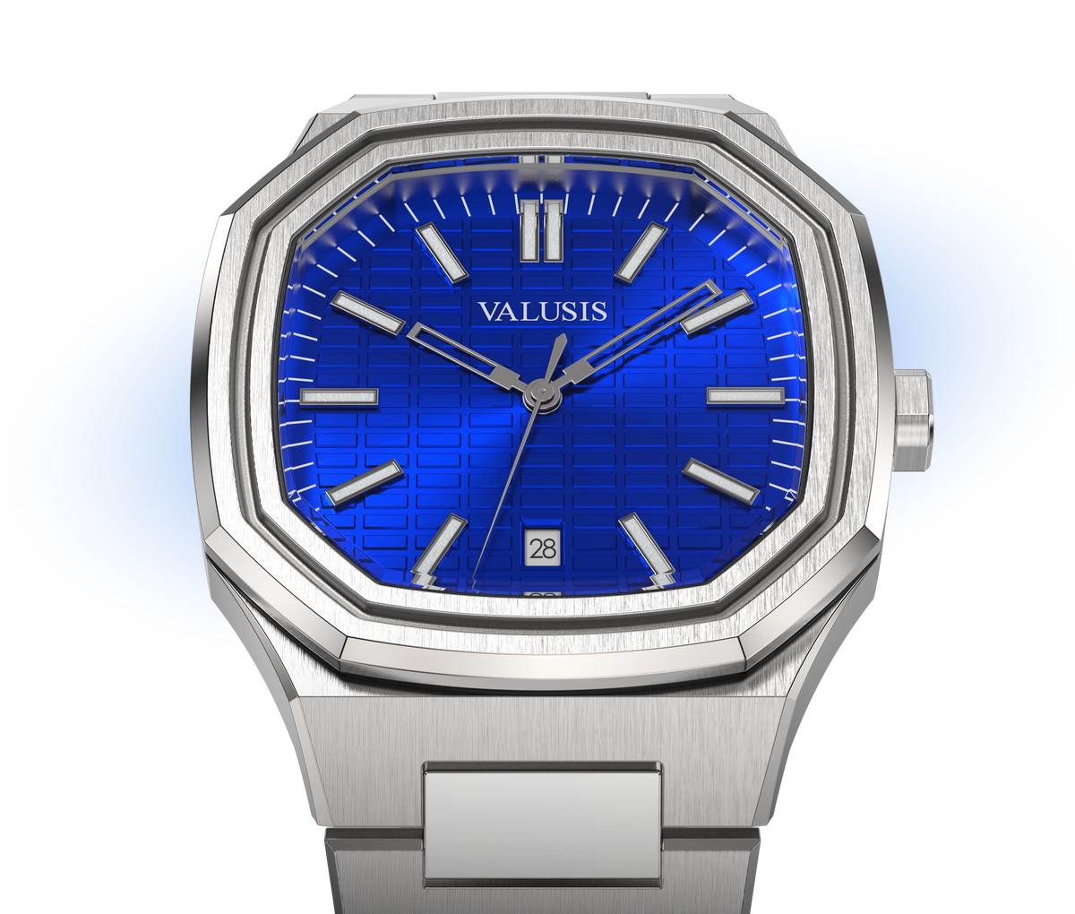 VALUSIS watch close-up with green malachite dial