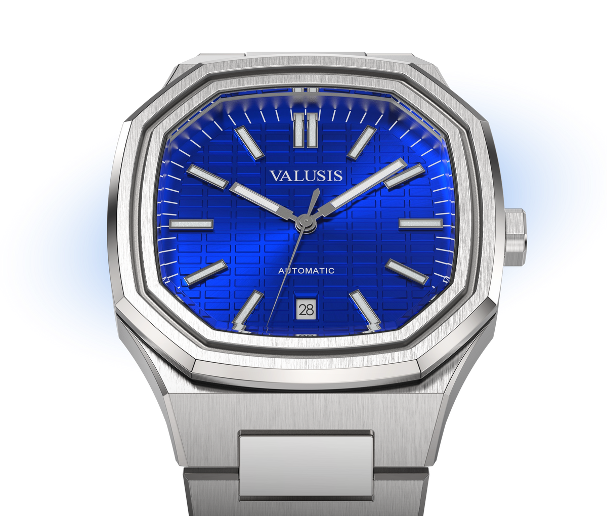 VALUSIS watch close-up with green malachite dial
