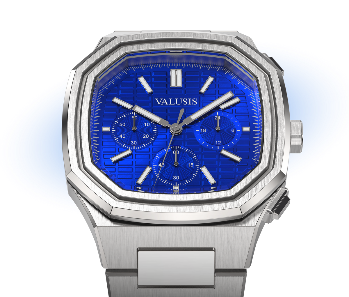 VALUSIS watch close-up with green malachite dial