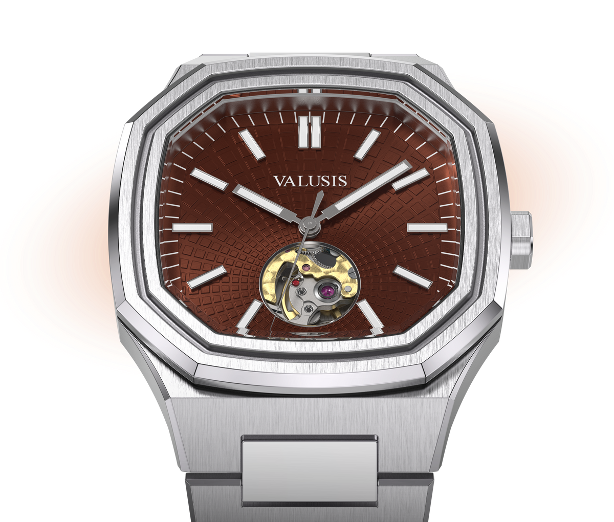 VALUSIS watch close-up with green malachite dial