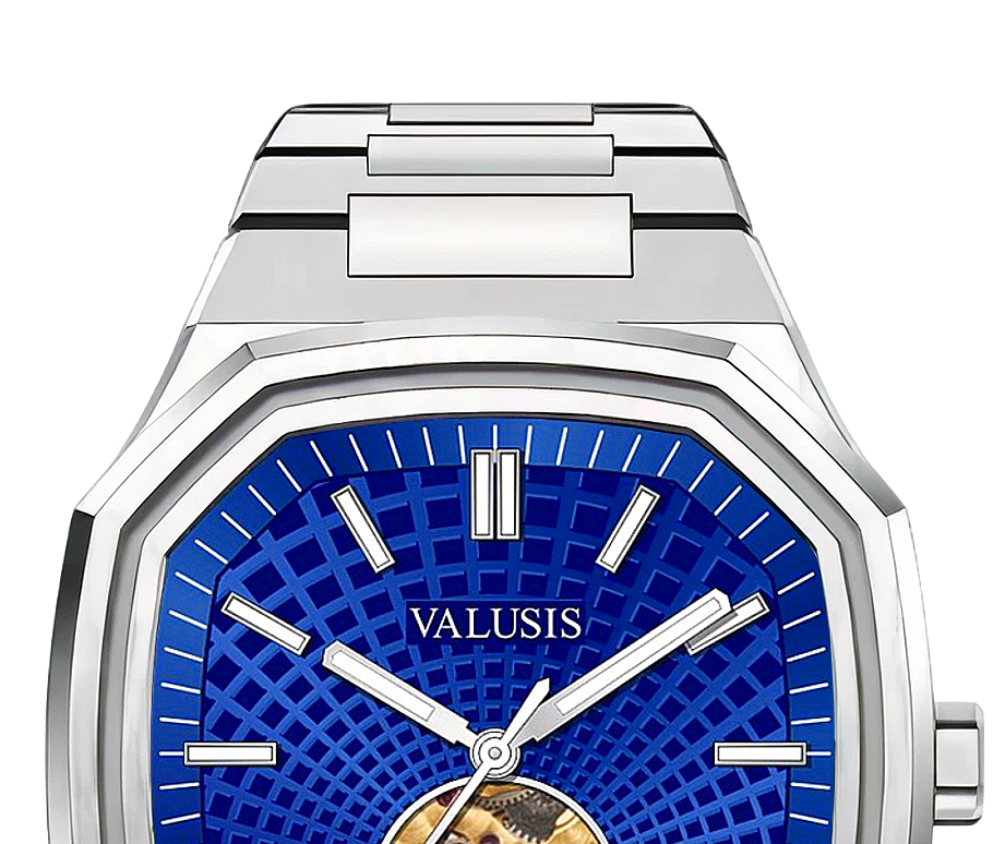 VALUSIS watch close-up with green malachite dial