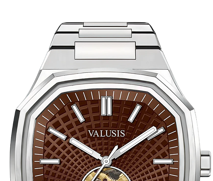 VALUSIS watch close-up with green malachite dial