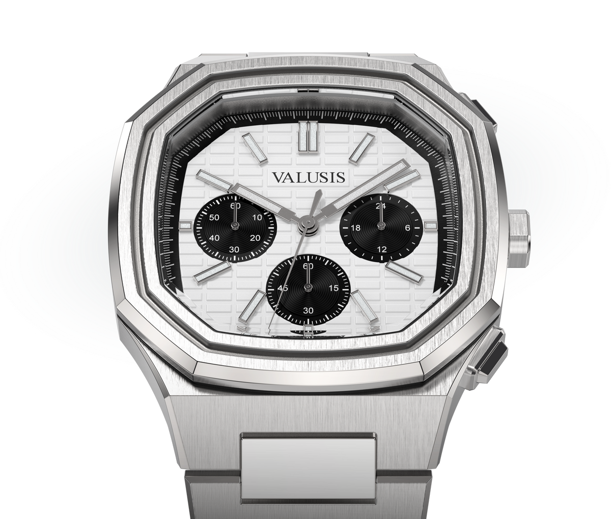 VALUSIS watch close-up with green malachite dial