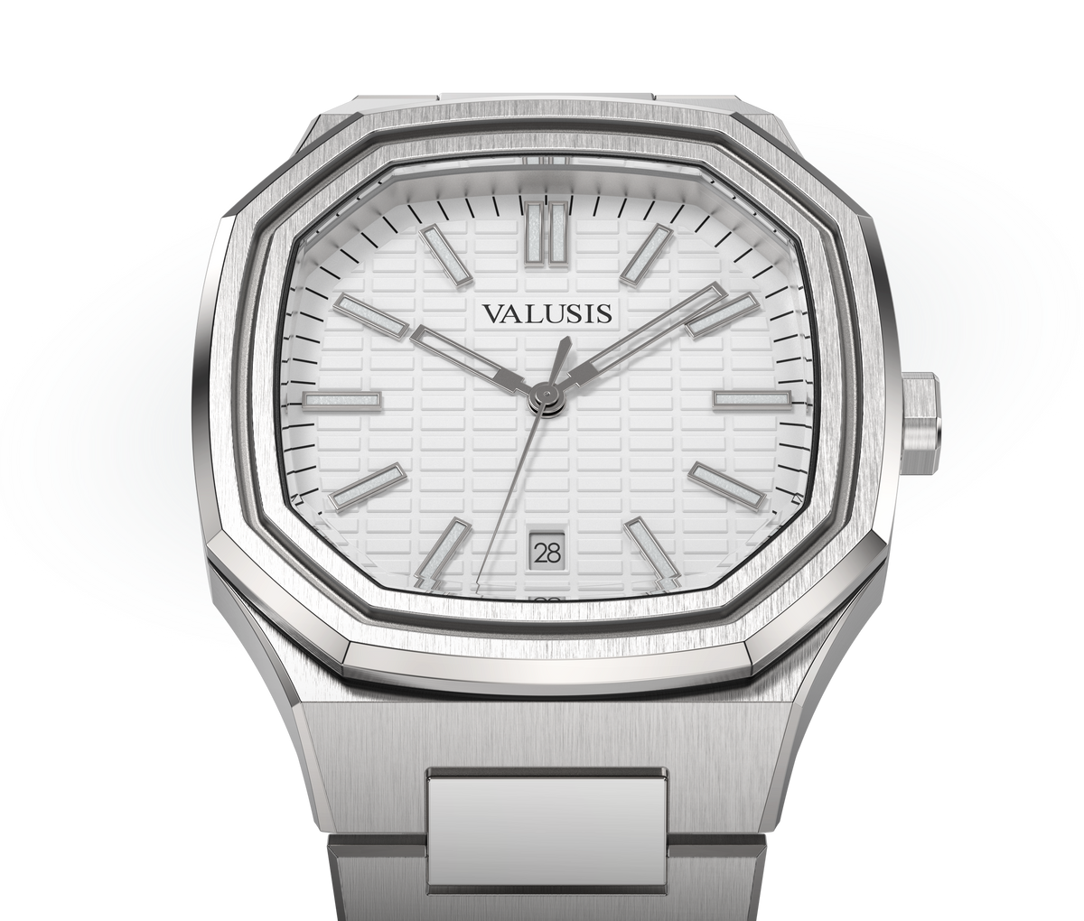 VALUSIS watch close-up with green malachite dial