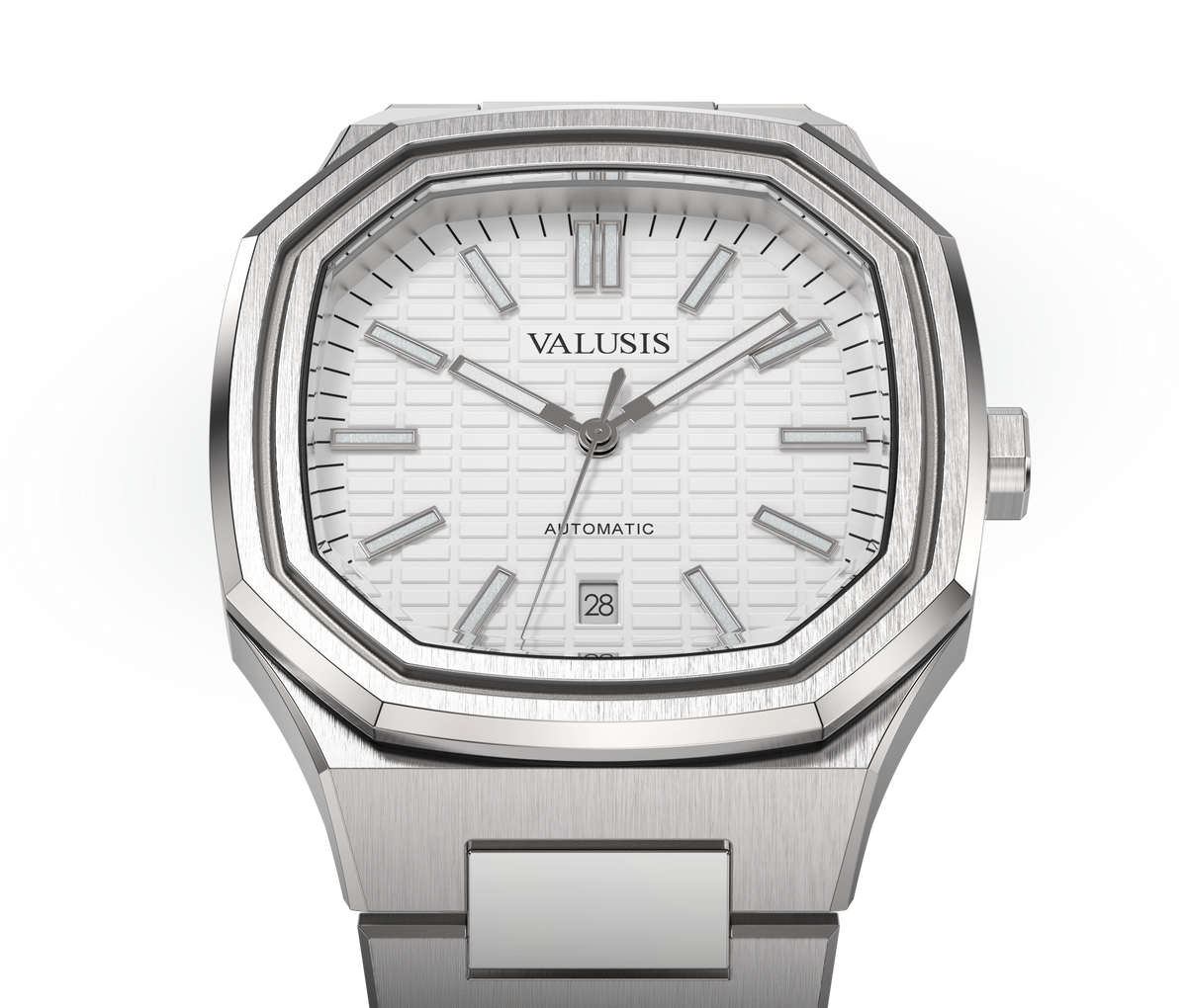 VALUSIS watch close-up with green malachite dial