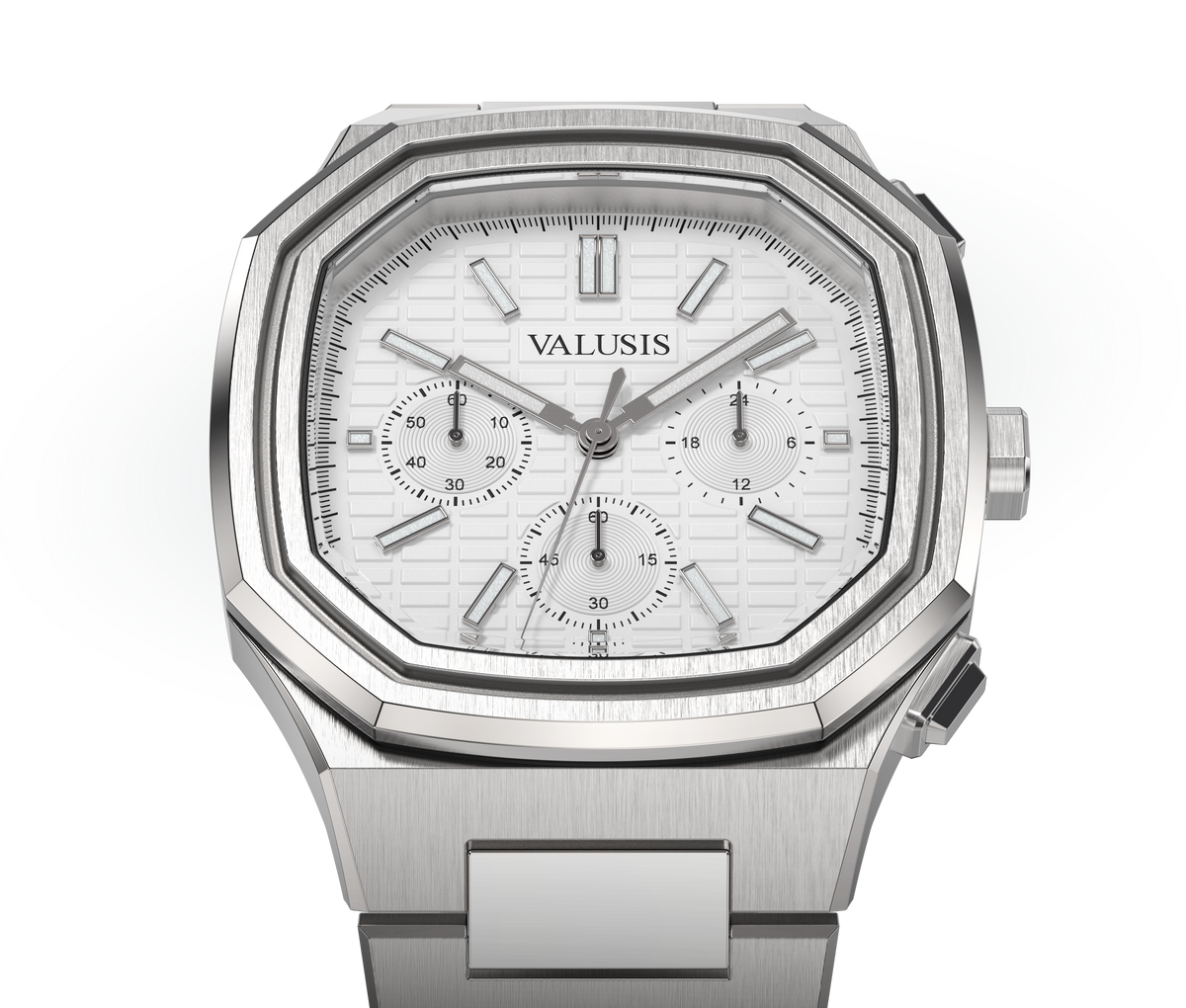 VALUSIS watch close-up with green malachite dial