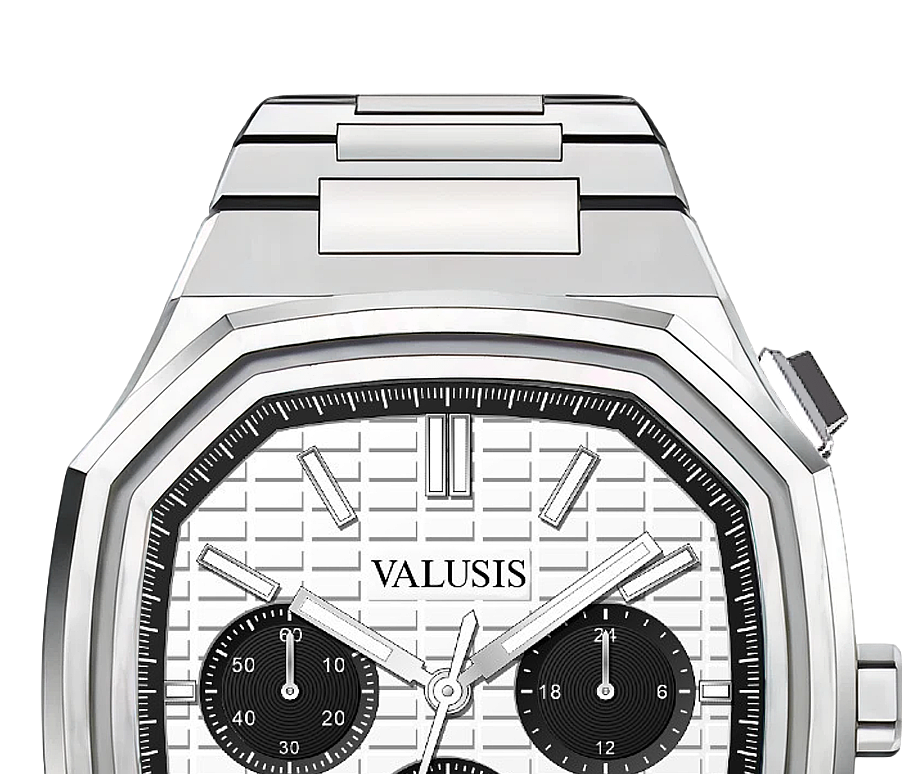VALUSIS watch close-up with green malachite dial