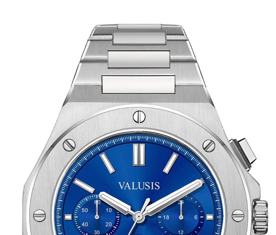 VALUSIS watch close-up with green malachite dial