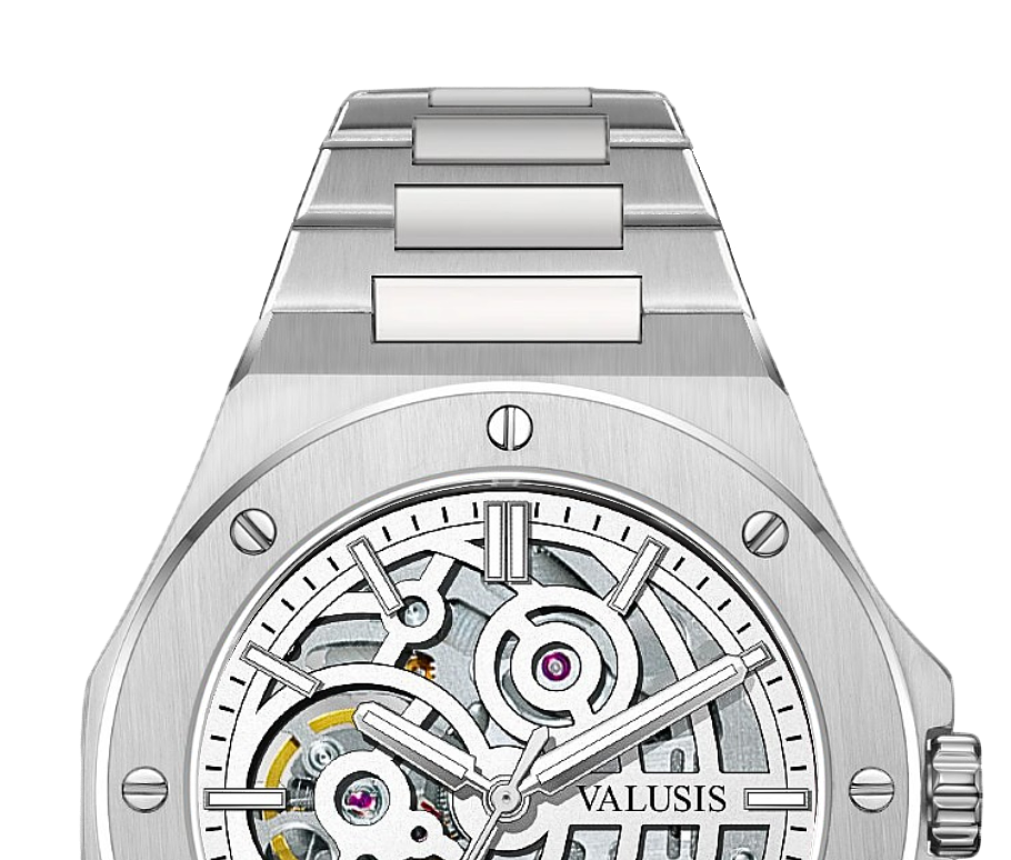 VALUSIS watch close-up with green malachite dial